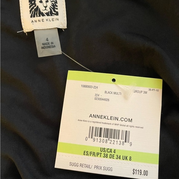 Anne Klein black paisley print midi dress sz 4 - Picture 3 of 6